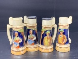 Set of 4 Lidded Steins