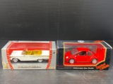 Road Signature Collection 1957 Mercury Turnpike Cruiser and Volkswagen New Beetle in Original Boxes