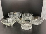 6 Clear Glass Serving, Salad, Chip Bowls