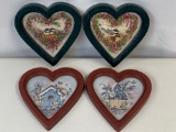 2 Pairs of Heart Shaped Framed Prints