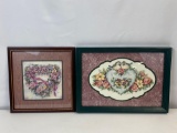 2 Framed Floral & Bird Prints