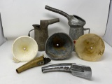 Galvanized and Plastic Funnels and 2 Nozzles