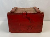 Wooden Munitions Box in Red Paint