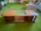 Double Pedestal Coffee Table with Glass Center