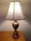 Brass Base Table Lamp with White Fabric Shade