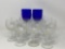 9 Clear Stemmed Glasses and 2 Cobalt Wine Glasses