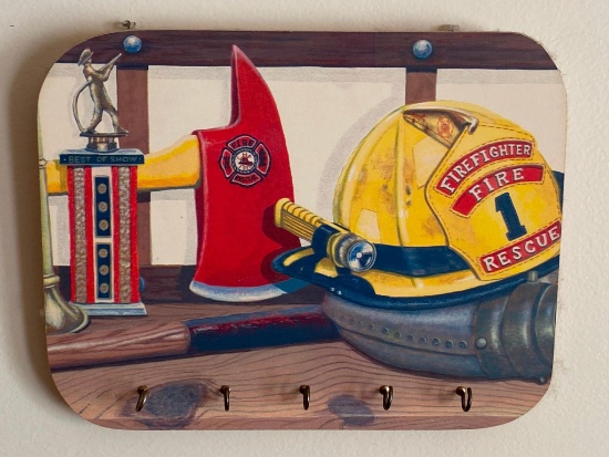 Key Rack with Print Honoring Firefighters