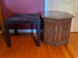 Octagonal Side Table with 2 Doors and Black Side Table