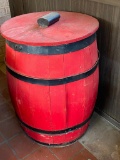 Oak Barrel in Red Paint with Black Accents