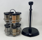 Spice Caddy with Spices and Paper Towel Holder