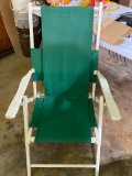 Wooden Folding Chair with Green Canvas Back & Seat
