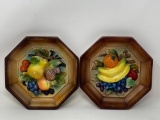 2 Decorative Fruit, 3 Dimensional Plaques