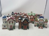 11 Christmas Village Buildings, 1990's Porcelain type