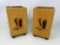 2 Wooden Candle Boxes with Ball Feet and Cowboy Boot Cut-Outs