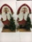 2 Wooden Santa Decorations with Lighted Trees