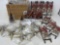Wooden Ornaments- Decorated Sleds, Bags w/ Snowman Face, Metal Stars, Wire 
