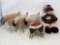 Sheep Decorations- Some Dressed, Some Plain and Stuffed Snowman with Green & Red Sweater