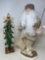 Muslin Dressed Fishing Santa and Wooden Tree Decoration