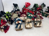 Wooden Snowmen with Hats & Scarves