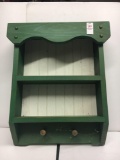 Wooden Display Wall Shelf in Green Paint