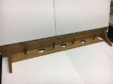 Peg Rack/Shelf Combination with Heart Cut-Outs in Warm Stain