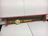 Peg Rack/Shelf Combination with Baseball Motif in Red Paint