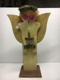 Wooden Angel with Candle and Sign 
