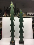 2 Wooden Skinny Trees with Square Bases