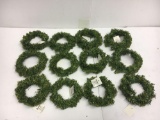 12 Miniature Faux Pine Wreaths