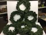 6 Medium Sized Faux Pine Wreaths