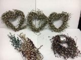 3 Berry/Vine Heart Wreaths, Berry/Vine Picks and Berry/Vine Wreath with Tags