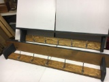 2 Hook Rack/Shelf Combinations in Black Paint & Warm Stain