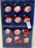 Red Glass Ornaments with Playing Card Themes