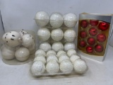 Ornaments Lot- Red, White with Sparkles and White
