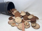 Wooden Disks Painted as Snowman Faces, Various Stages of Completion