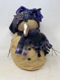 Stuffed Snowman with Purple Plaid Scarf & Hat