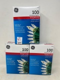 3 Boxes G.E. 100 Miniature Clear Lights- New