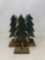 5 Wooden Christmas Trees on Square Bases