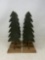 6 Wooden Christmas Trees on Square Bases