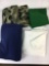 4 Pieces of Fleece Fabric- Camo, Green, Blue and White