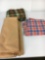 Fabrics Lot- Tan Fleece, Green/Rust Plaid, Blue/Orange Plaid