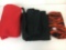 3 Pieces of Fleece Fabric- Red, Black & Orange/Black Tiger Stripe
