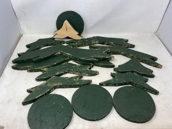 Lot of Green Painted Parts for Wooden Christmas Tree- Needs Assembly