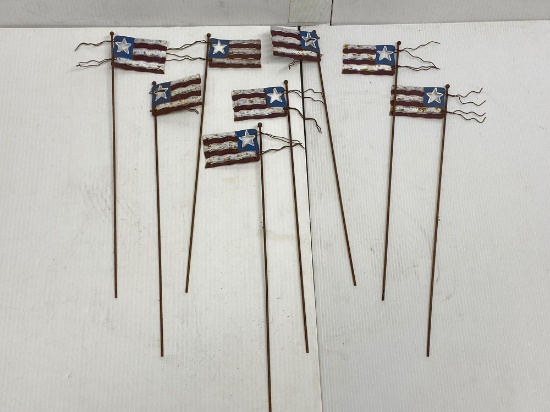 8 Metal Stakes Topped with Colored Metal Flags