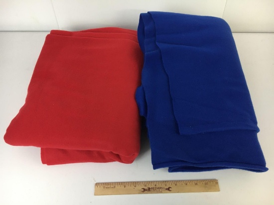 2 Large Pieces of Fleece Fabric- Red and Blue