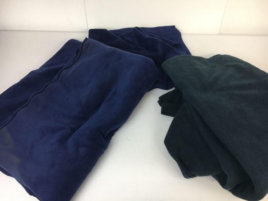 3 Pieces of Fleece Fabric- Dark Blue, Forest Green and Navy