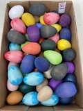 Box Lot of Colorful Wooden Easter Eggs