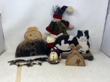Wooden Cat Pull Toy, Snowman Cut-Out, Stuffed Snowman, Egg Snowman, Bat Mask w/ Handle, Wooden Bunny