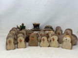 Large Grouping of Wooden Snowman Decorations