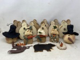 Wooden Snowman Decorations, Snowman Heads, Bear Cut-Out, Metal Angel and